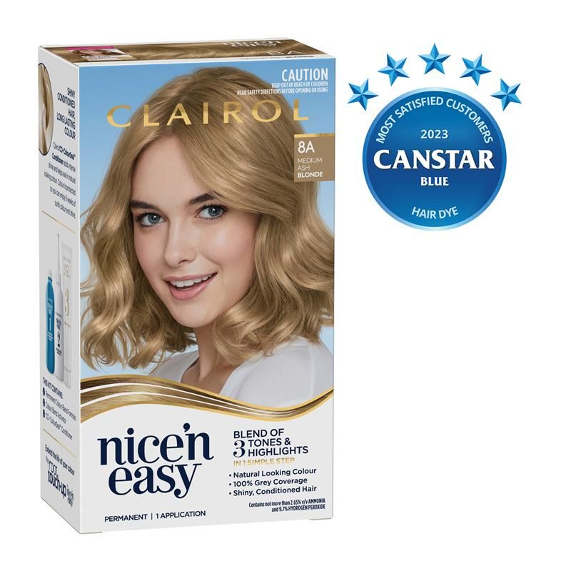 Thuốc nhuộm tóc vĩnh viễn Clairol Nice N Easy 8A Natural Medium Ash Blonde
