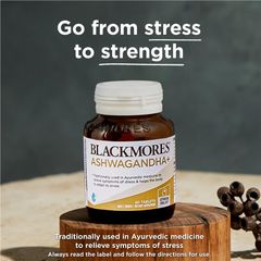 Blackmores Ashwagandha+ Hỗ trợ căng thẳng Vitamin B 60 viên