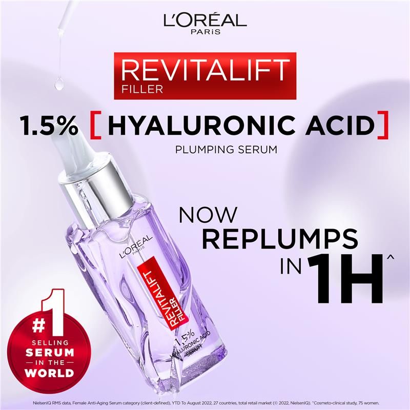 Huyết thanh chống nhăn L'Oreal Paris Revitalift Filler Hyaluronic Acid 30ml