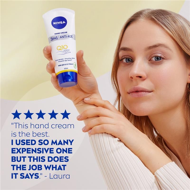 Kem dưỡng da tay chống lão hóa NIVEA Q10 3 trong 1 có bộ lọc tia UV 100ml