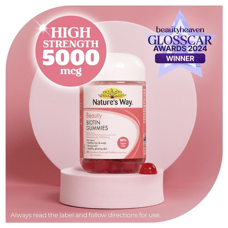 Kẹo dẻo Nature's Way Beauty Biotin Gummies 40 viên