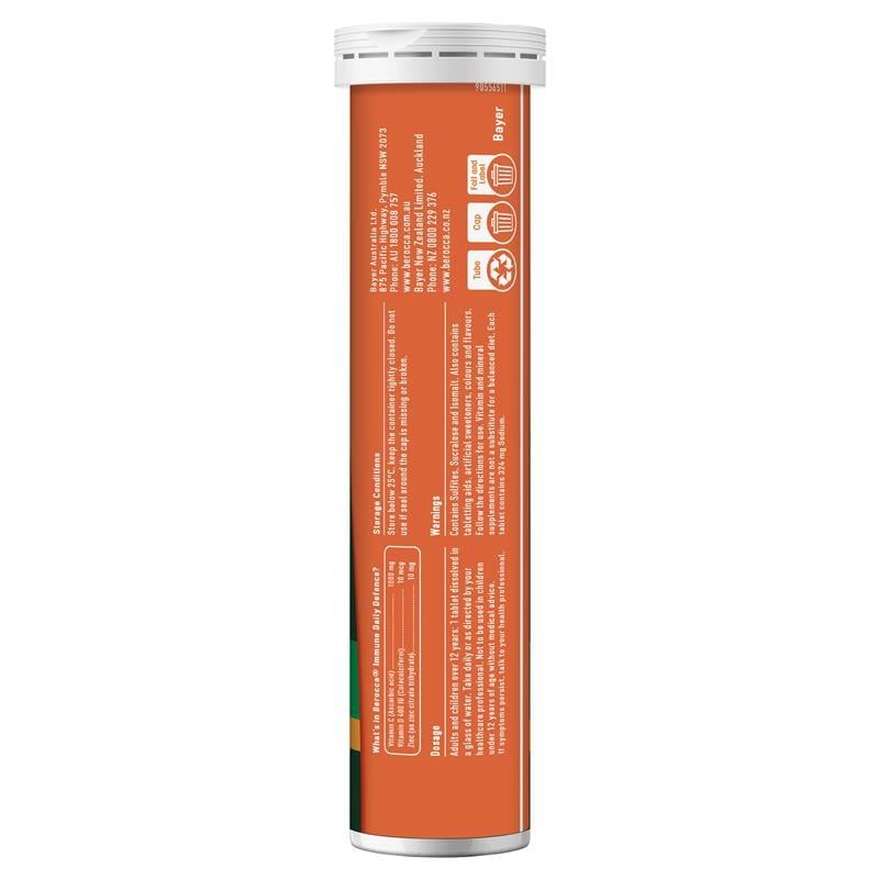 Berocca Immune Daily Defence Orange 60 Viên Sủi Bọt Size Độc Quyền