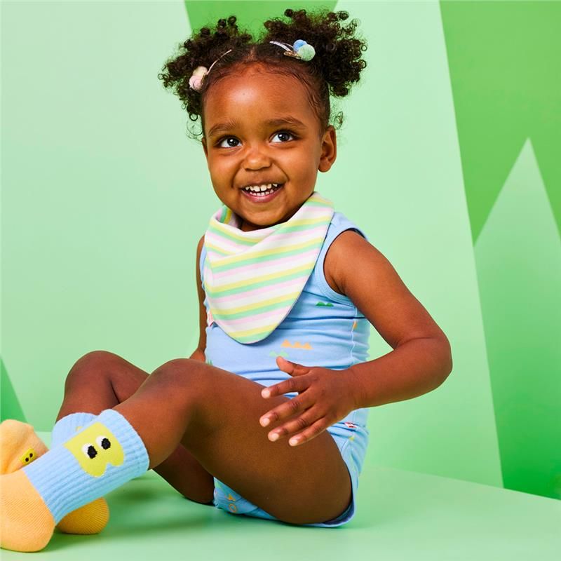 Yếm ngược họa tiết hoa neon và sọc kẹo Bambi Mini Co. Dribblebib GirIs 2 gói