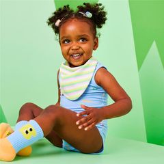 Yếm ngược họa tiết hoa neon và sọc kẹo Bambi Mini Co. Dribblebib GirIs 2 gói