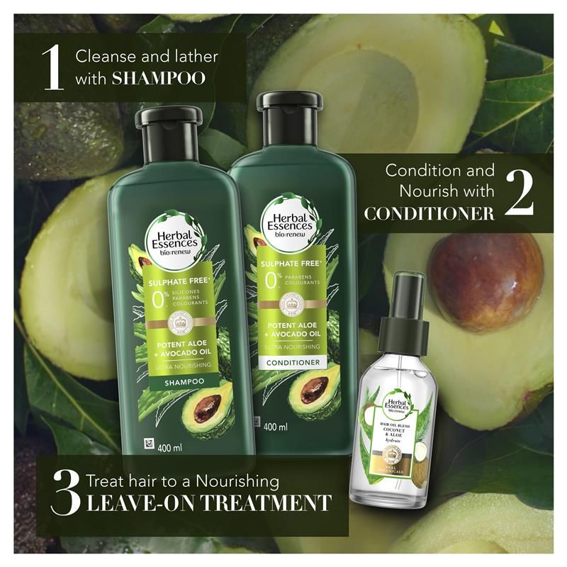 Herbal Essences Bio Renew Potent Aloe + Avocado Oil Hair & Scalp Shampoo 400ml