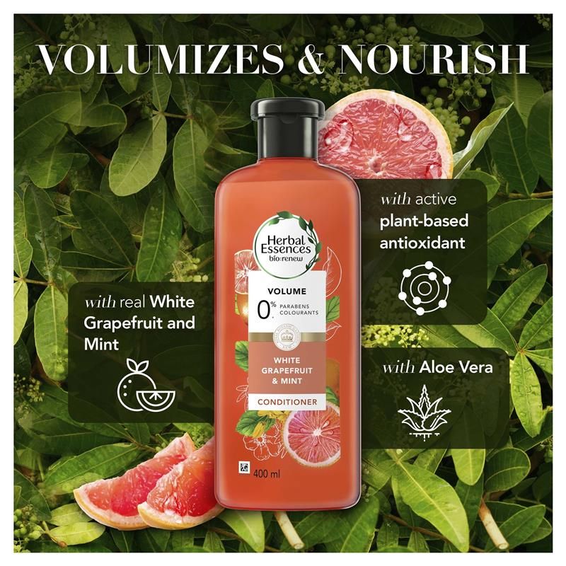 Dầu xả Herbal Essences Bio Renew Naked Volume Grapefruit Mosa Mint 400ml