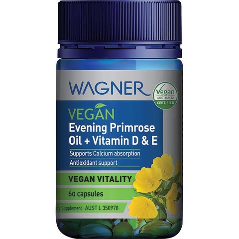 Dầu hoa anh thảo thuần chay Wagner + Vitamin D & E 60 viên