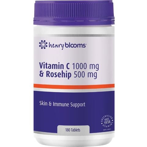 Henry Blooms Vitamin C 1000mg (axit asorbic) + Tầm Xuân 500mg 180 Viên