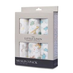 Bộ 3 miếng vải quấn trẻ sơ sinh The Little Linen Company Muslin - Safari Bear Safari Bear