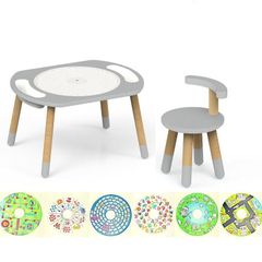 Bộ bàn hoạt động Riababy Play&Learn có chân điều chỉnh - Tương thích Lego duplo Stormy Grey