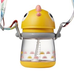 Cốc tập uống có ống hút Bc Babycare T-REX TOBY 300ml (có dây đeo) ​​Màu vàng