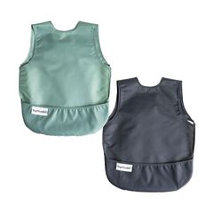 Yếm tạp dề chống bẩn Tiny Twinkle Mess Proof Apron Bib 2 gói - Sage, Charcoal nhỏ