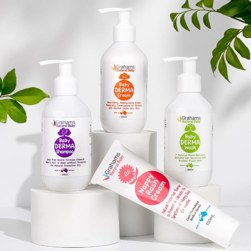 Grahams Natural Baby Starter Pack Dầu gội, kem, sữa tắm Baby Derma