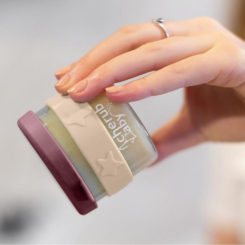 Bộ hộp đựng thức ăn trẻ em bằng silicon và thủy tinh Cherub Baby 5PK - Dusty Rose & Sand Pack