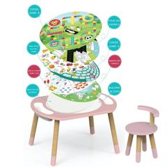 Bộ bàn hoạt động Riababy Play&Learn có chân điều chỉnh - Tương thích Lego duplo Dusty Pink