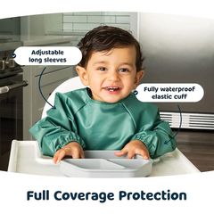 Yếm dài tay chống bẩn Tiny Twinkle 2 gói màu xám & ô liu nhỏ