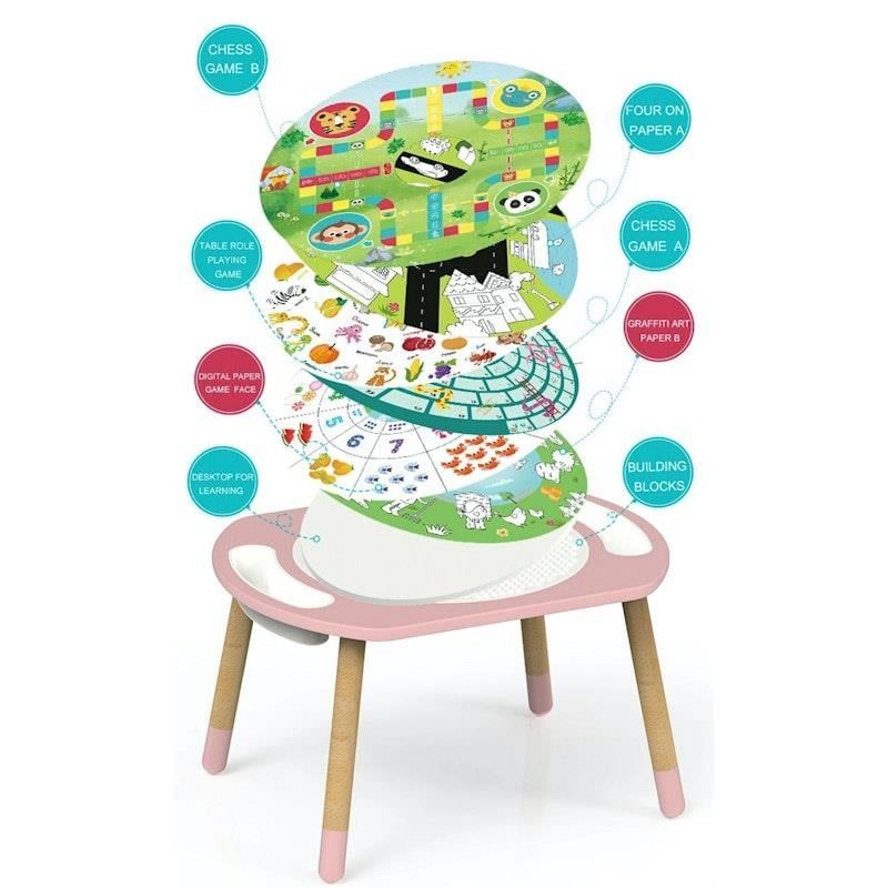 Bộ bàn hoạt động Riababy Play&Learn có chân điều chỉnh - Tương thích Lego duplo Stormy Grey