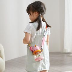 Cốc tập uống có ống hút Bc Babycare T-REX TOBY 300ml (có dây đeo) ​​màu hồng