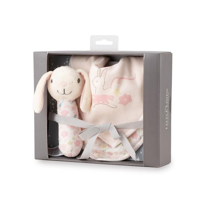 Bộ quà tặng đồ chơi lắc và yếm trẻ em The Little Linen Company Ballerina Bunny