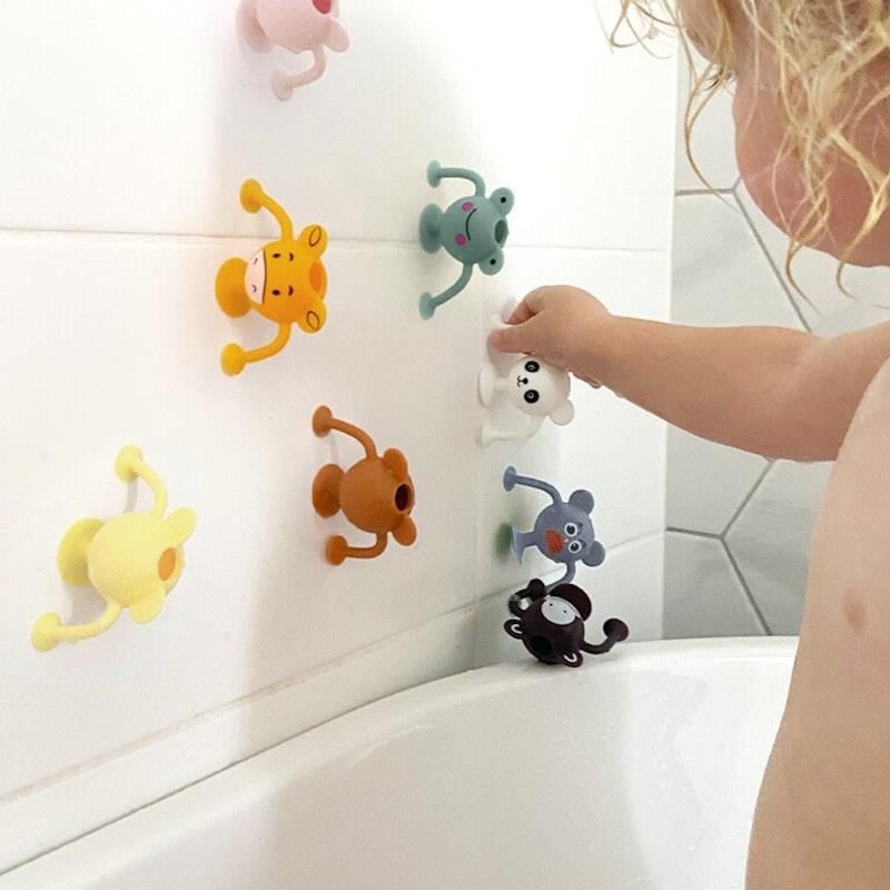 Đồ chơi tắm cho bé Cherub - Bộ 12 chiếc hút silicon - Bộ sưu tập toàn bộ sở thú - Gói màu phấn