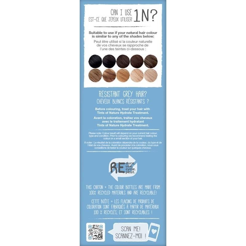 Thuốc nhuộm tóc vĩnh viễn màu đen tự nhiên Tints of Nature 1N 130ml