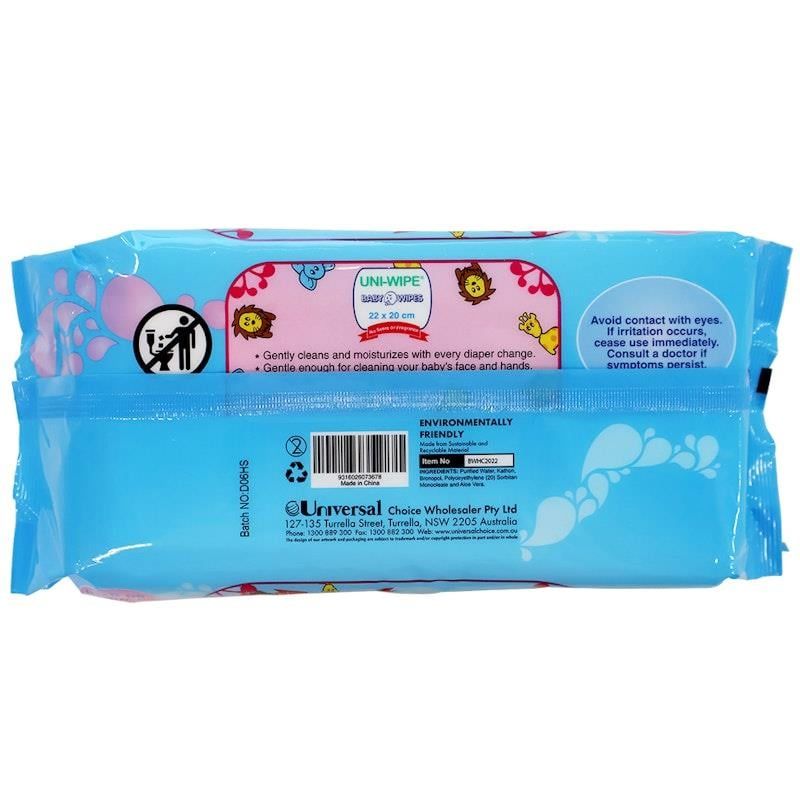 Khăn lau trẻ em không mùi không chứa cồn Uni-Wipe 80 khăn lau 12 gói
