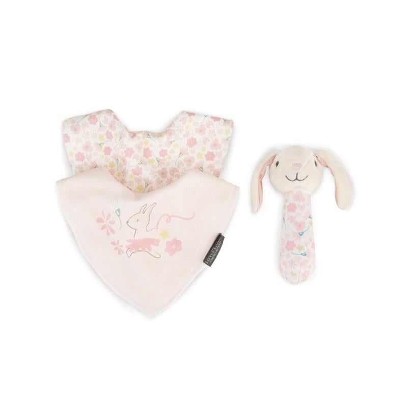 Bộ quà tặng đồ chơi lắc và yếm trẻ em The Little Linen Company Ballerina Bunny