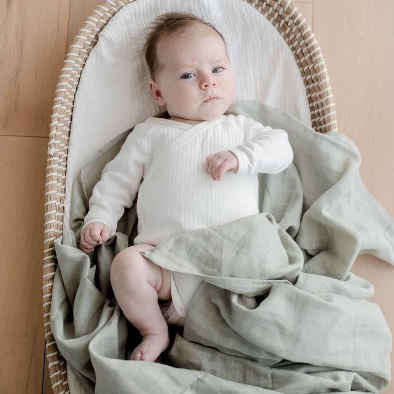 Khăn quấn hữu cơ Zoe Sage Muslin Sage Green 1 miếng