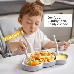 Bộ đĩa chia ngăn bằng silicon Koala của Bc Babycare màu xanh