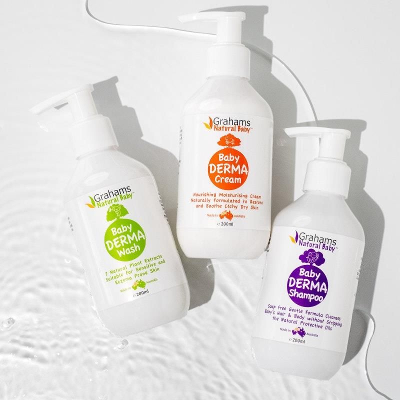Grahams Natural Baby Starter Pack Dầu gội, kem, sữa tắm Baby Derma
