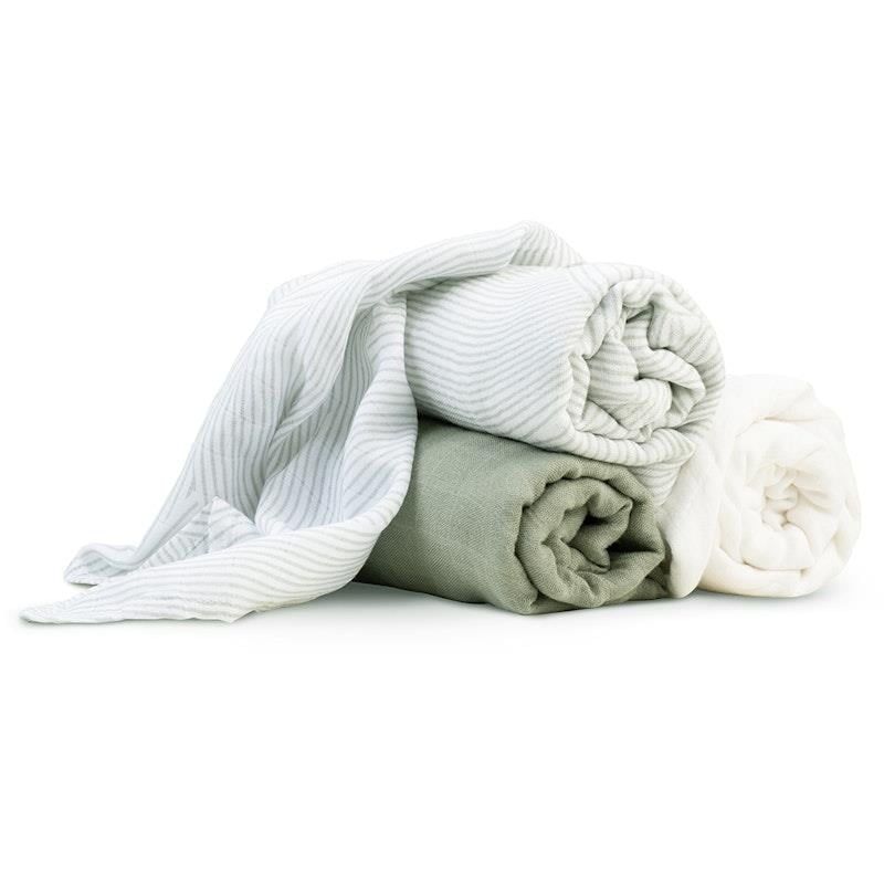 Little Bamboo Muslin Wraps 3Pk Bayleaf