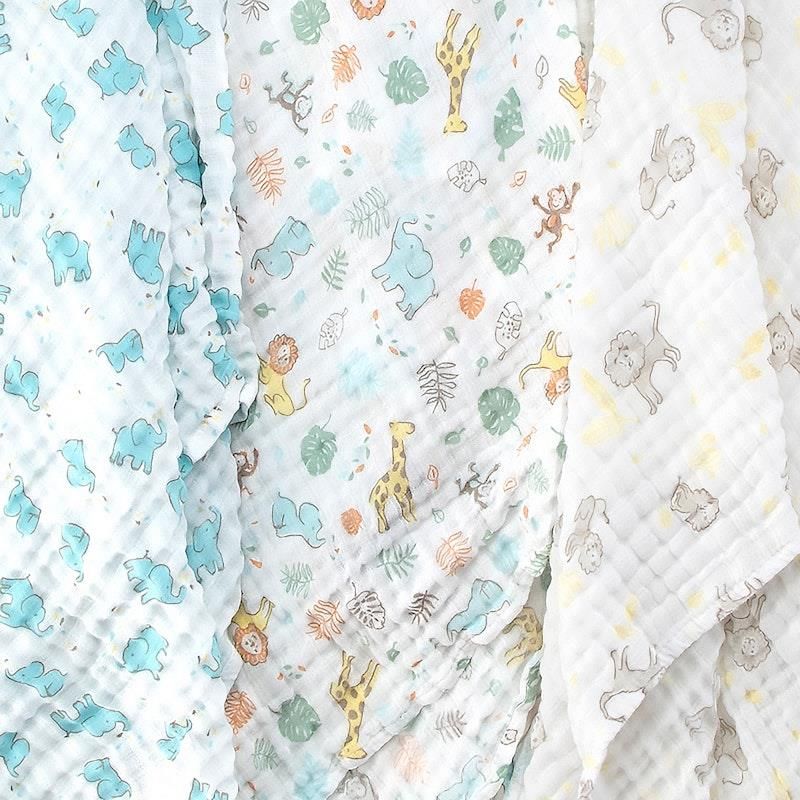Bộ 3 miếng vải quấn trẻ sơ sinh The Little Linen Company Muslin - Safari Bear Safari Bear