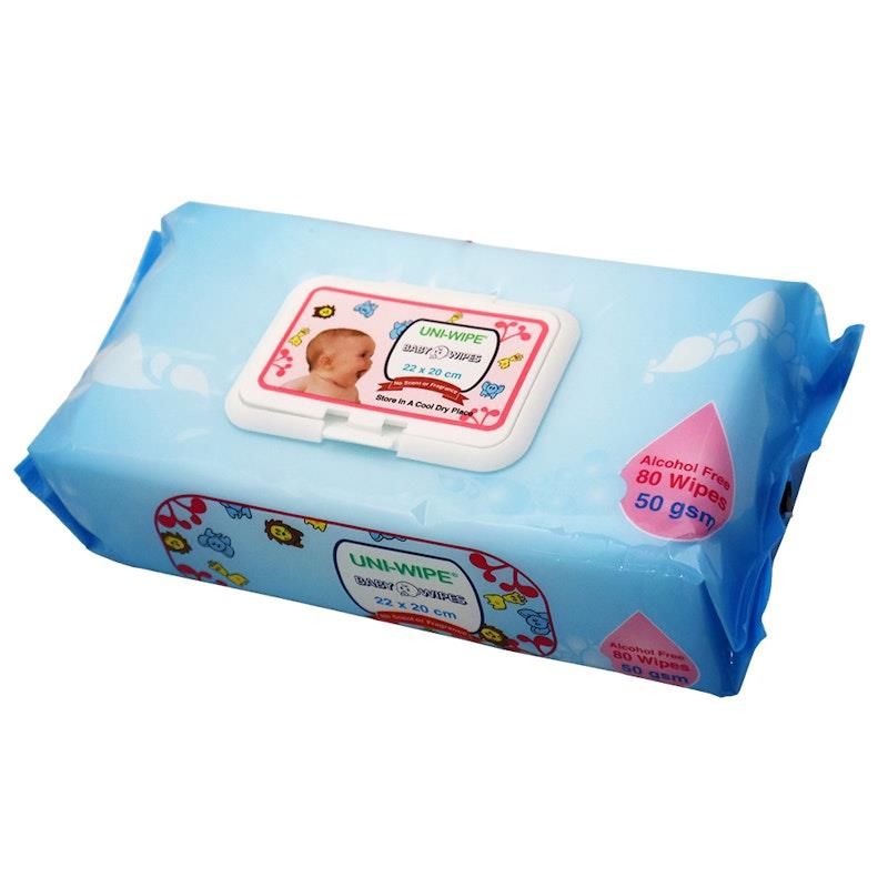 Khăn lau trẻ em không mùi không chứa cồn Uni-Wipe 80 khăn lau 12 gói