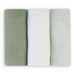 Little Bamboo Muslin Wraps 3Pk Bayleaf