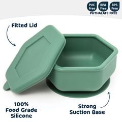 Bát hút silicon Tiny Twinkle màu xanh ô liu