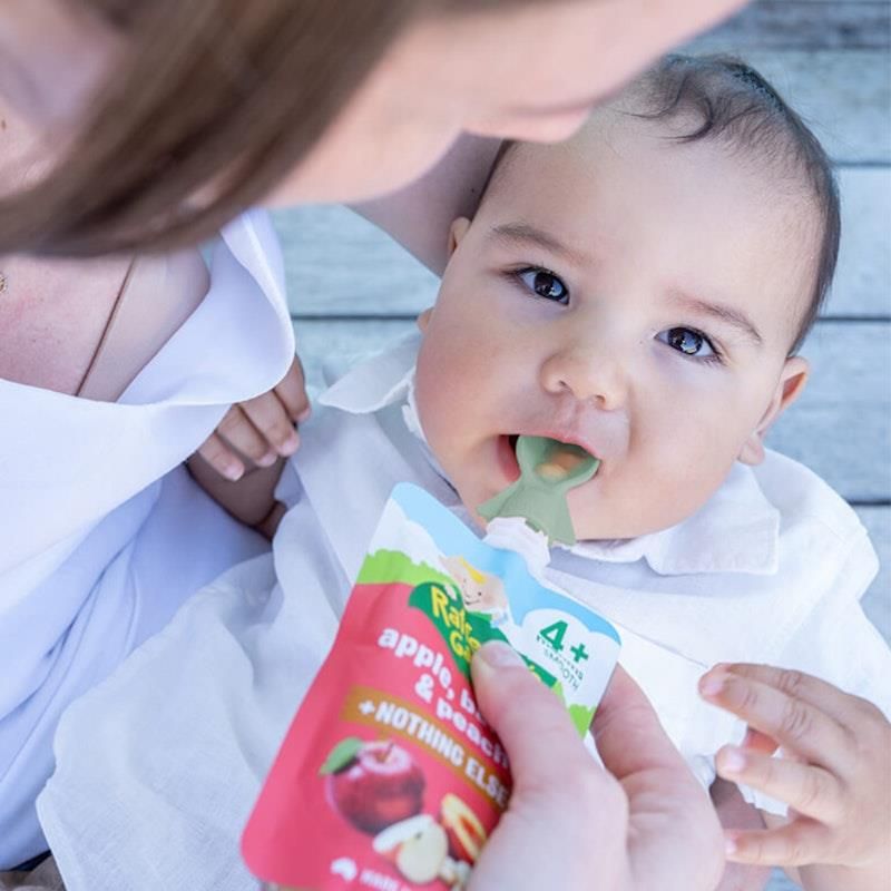 Bộ thìa và vòi đựng thức ăn cho bé Cherub - Bộ màu xanh lam và xanh lá cây xô thơm