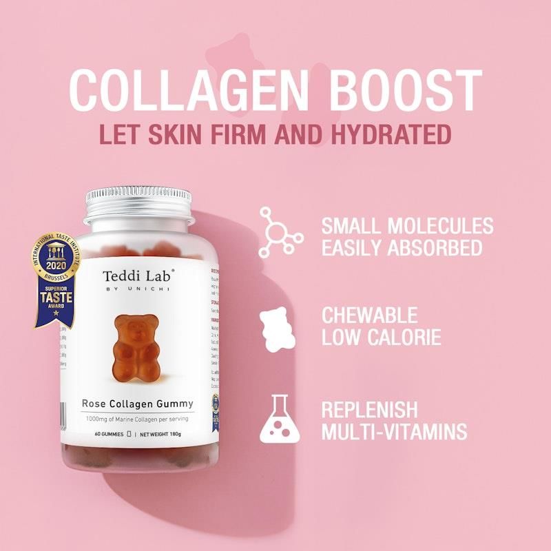 Kẹo dẻo Unichi Rose Collagen Gummy 60 viên x3 gói