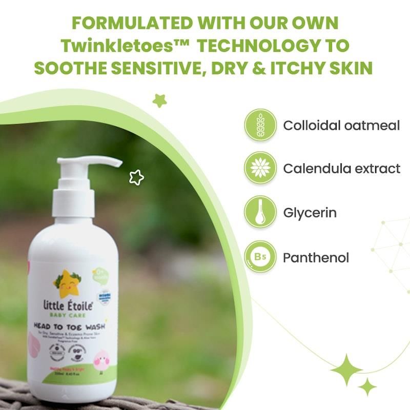 Sữa tắm Little Etoile Head to Toe dành cho da khô, nhạy cảm và dễ bị chàm (0+ tháng) 250ml