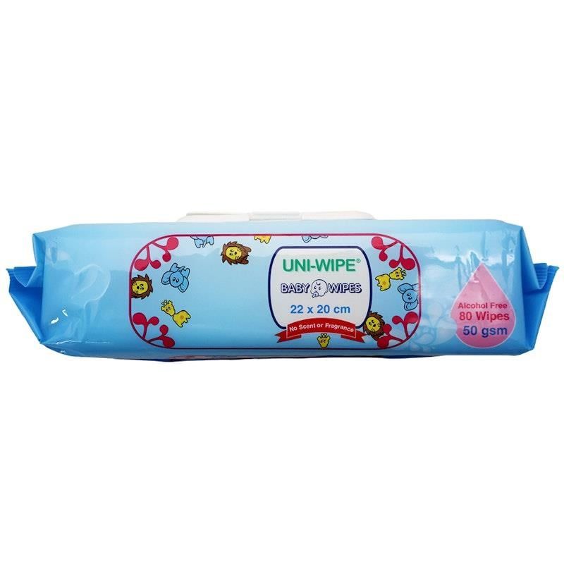 Khăn lau trẻ em không mùi không chứa cồn Uni-Wipe 80 khăn lau 12 gói