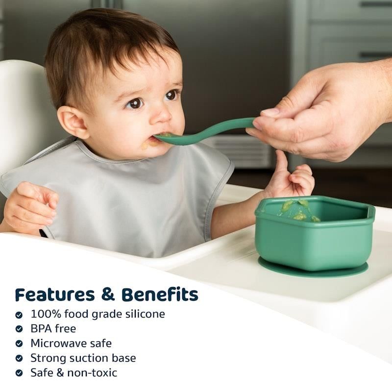 Bát hút silicon Tiny Twinkle màu xanh ô liu