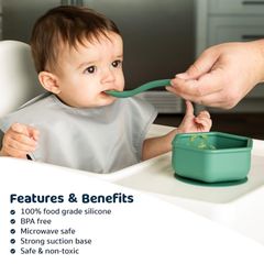 Bát hút silicon Tiny Twinkle màu xanh ô liu