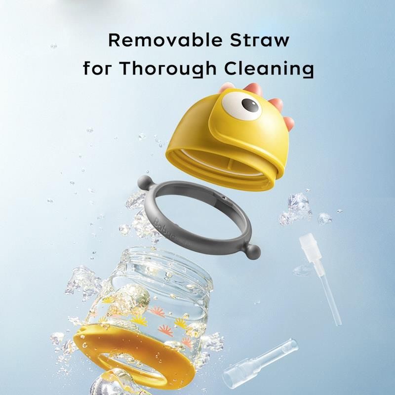 Cốc tập uống có ống hút Bc Babycare T-REX TOBY 300ml (có dây đeo) ​​Màu vàng