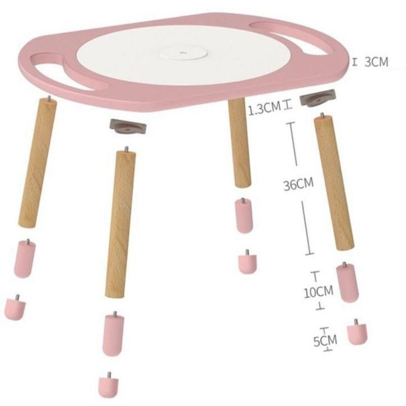 Bộ bàn hoạt động Riababy Play&Learn có chân điều chỉnh - Tương thích Lego duplo Dusty Pink