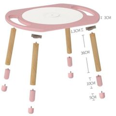 Bộ bàn hoạt động Riababy Play&Learn có chân điều chỉnh - Tương thích Lego duplo Dusty Pink