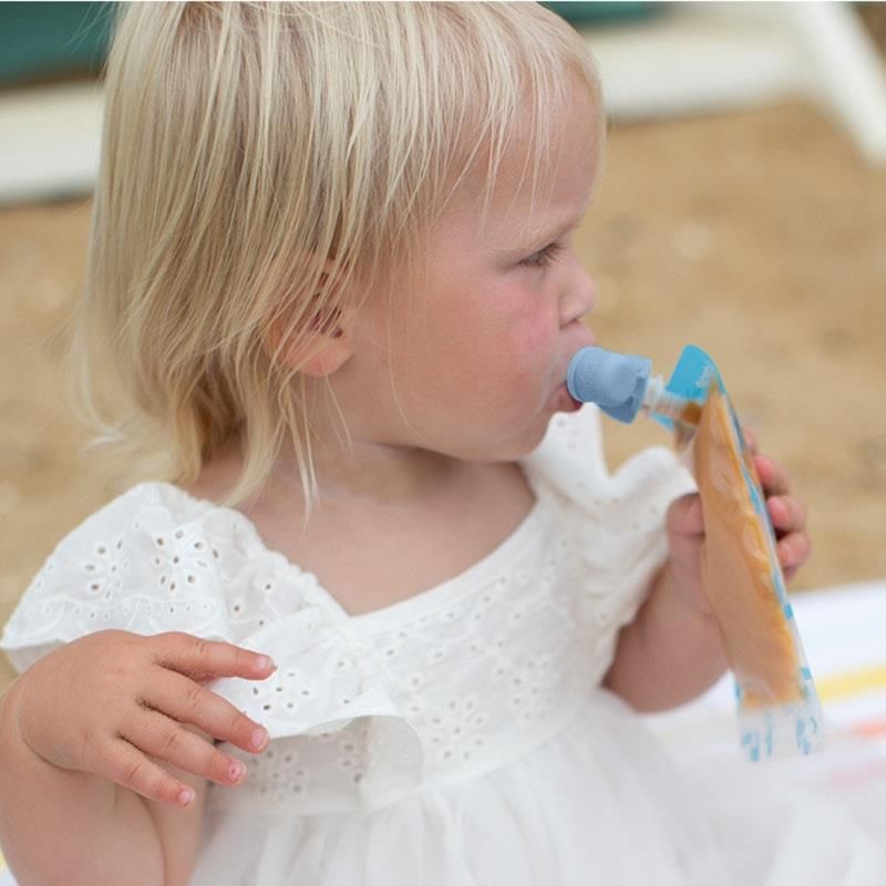 Bộ thìa và vòi đựng thức ăn cho bé Cherub - Bộ màu xanh lam và xanh lá cây xô thơm