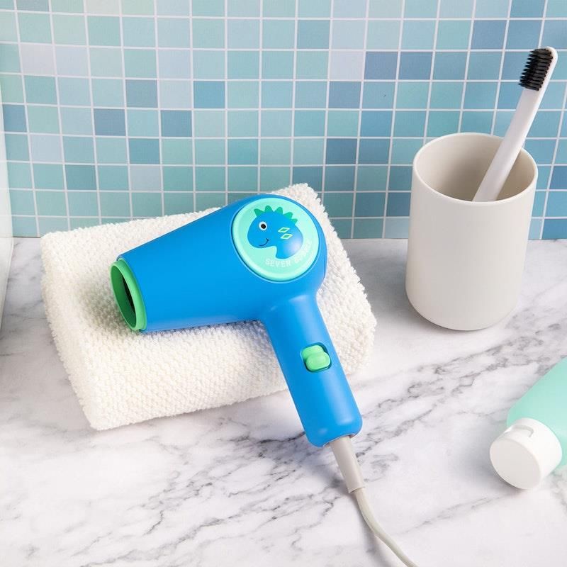 Máy sấy tóc Seven Bubbles nhiệt độ thấp tốc độ cao dành cho trẻ sơ sinh và trẻ nhỏ, máy sấy tóc thổi màu xanh