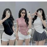  Áo cổ tròn vạt chéo tay hến B15 