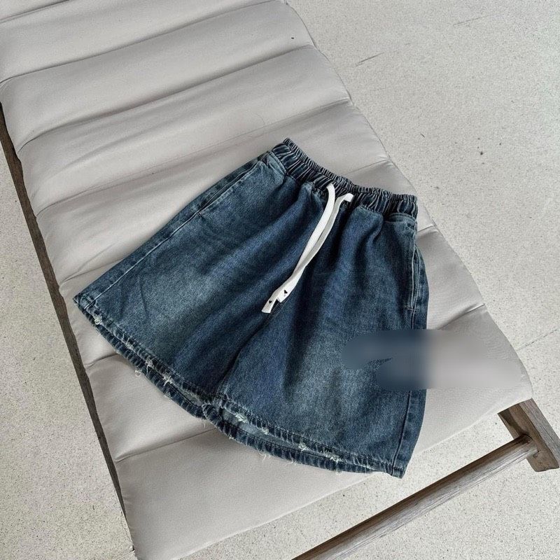 K66-Quần jean ngố xanh đậm mài cạp chun trơn 