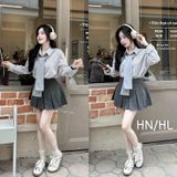  Set váy áo sơ mi kèm khắn quàng B87 