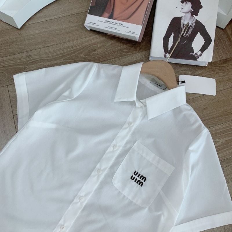  ÁO sơ mi MIUMIU dáng vừa E47 